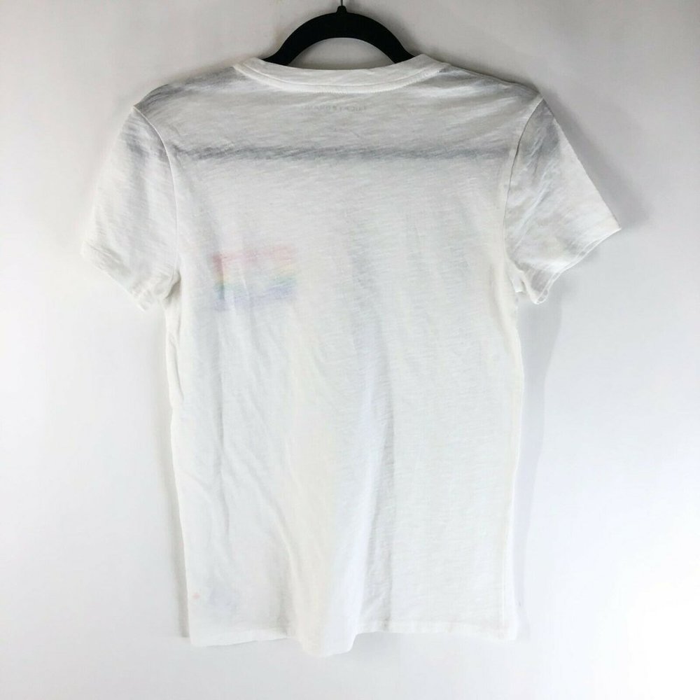 Lucky Brand Womens T Shirt Top Rainbow Flag Heart Short Sleeve White S - Picture 2 of 4